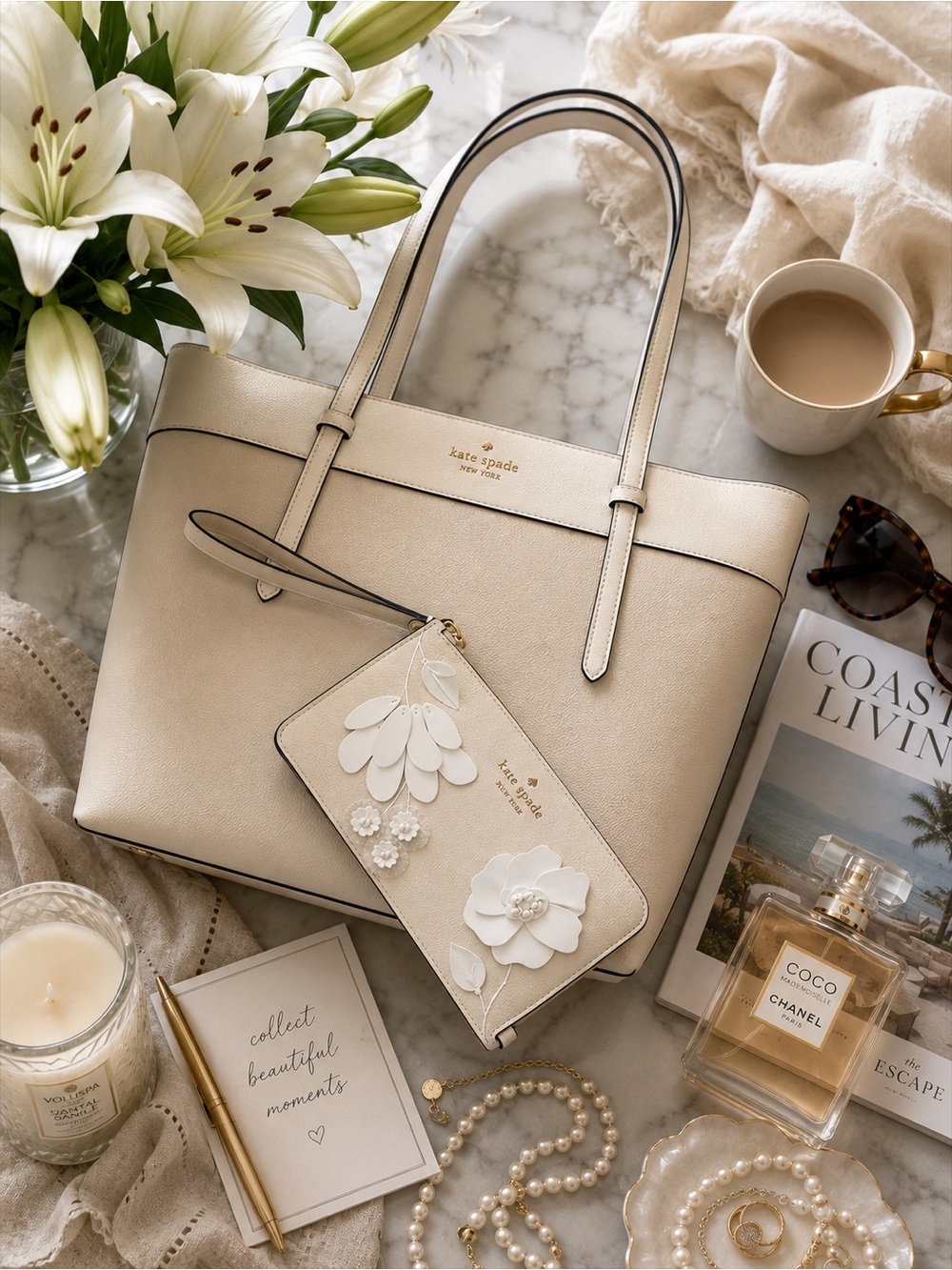 kate spade NEW All Day Tote in Milk Glass | Leather with Color Block MSRP $399 - Picture 2 of 16